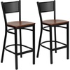 image:imageFlash Furniture HERCULES Series Black Grid Back Metal Restaurant Barstool  Cherry Wood Seat  Wood Seat Durable Construction Commercial UseCherry Wood SeatBlack Metal Frame