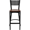 image:imageFlash Furniture HERCULES Series Black Grid Back Metal Restaurant Barstool  Cherry Wood Seat  Wood Seat Durable Construction Commercial UseCherry Wood SeatBlack Metal Frame