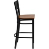 image:imageFlash Furniture HERCULES Series Black Grid Back Metal Restaurant Barstool  Cherry Wood Seat  Wood Seat Durable Construction Commercial UseCherry Wood SeatBlack Metal Frame