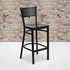 image:imageFlash Furniture HERCULES Series Black Grid Back Metal Restaurant Barstool  Cherry Wood Seat  Wood Seat Durable Construction Commercial UseMahogany Wood SeatBlack Metal Frame