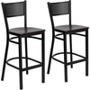 image:imageFlash Furniture HERCULES Series Black Grid Back Metal Restaurant Barstool  Cherry Wood Seat  Wood Seat Durable Construction Commercial UseMahogany Wood SeatBlack Metal Frame