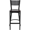 image:imageFlash Furniture HERCULES Series Black Grid Back Metal Restaurant Barstool  Cherry Wood Seat  Wood Seat Durable Construction Commercial UseMahogany Wood SeatBlack Metal Frame