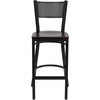 image:imageFlash Furniture HERCULES Series Black Grid Back Metal Restaurant Barstool  Cherry Wood Seat  Wood Seat Durable Construction Commercial UseMahogany Wood SeatBlack Metal Frame