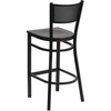image:imageFlash Furniture HERCULES Series Black Grid Back Metal Restaurant Barstool  Cherry Wood Seat  Wood Seat Durable Construction Commercial UseMahogany Wood SeatBlack Metal Frame