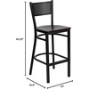 image:imageFlash Furniture HERCULES Series Black Grid Back Metal Restaurant Barstool  Cherry Wood Seat  Wood Seat Durable Construction Commercial UseMahogany Wood SeatBlack Metal Frame