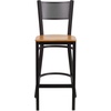 image:imageFlash Furniture HERCULES Series Black Grid Back Metal Restaurant Barstool  Cherry Wood Seat  Wood Seat Durable Construction Commercial UseNatural Wood SeatBlack Metal Frame