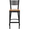 image:imageFlash Furniture HERCULES Series Black Grid Back Metal Restaurant Barstool  Cherry Wood Seat  Wood Seat Durable Construction Commercial UseNatural Wood SeatBlack Metal Frame