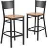 image:imageFlash Furniture HERCULES Series Black Grid Back Metal Restaurant Barstool  Cherry Wood Seat  Wood Seat Durable Construction Commercial UseNatural Wood SeatBlack Metal Frame