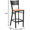 image:imageFlash Furniture HERCULES Series Black Grid Back Metal Restaurant Barstool  Cherry Wood Seat  Wood Seat Durable Construction Commercial UseNatural Wood SeatBlack Metal Frame