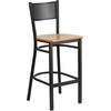 image:imageFlash Furniture HERCULES Series Black Grid Back Metal Restaurant Barstool  Cherry Wood Seat  Wood Seat Durable Construction Commercial UseNatural Wood SeatBlack Metal Frame