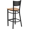 image:imageFlash Furniture HERCULES Series Black Grid Back Metal Restaurant Barstool  Cherry Wood Seat  Wood Seat Durable Construction Commercial UseNatural Wood SeatBlack Metal Frame