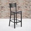 image:imageFlash Furniture HERCULES Series Black Grid Back Metal Restaurant Barstool  Cherry Wood Seat  Wood Seat Durable Construction Commercial UseWalnut Wood SeatBlack Metal Frame