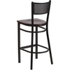 image:imageFlash Furniture HERCULES Series Black Grid Back Metal Restaurant Barstool  Cherry Wood Seat  Wood Seat Durable Construction Commercial UseWalnut Wood SeatBlack Metal Frame