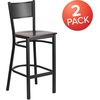 image:imageFlash Furniture HERCULES Series Black Grid Back Metal Restaurant Barstool  Cherry Wood Seat  Wood Seat Durable Construction Commercial UseWalnut Wood SeatBlack Metal Frame