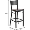 image:imageFlash Furniture HERCULES Series Black Grid Back Metal Restaurant Barstool  Cherry Wood Seat  Wood Seat Durable Construction Commercial UseWalnut Wood SeatBlack Metal Frame