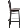 image:imageFlash Furniture HERCULES Series Black Grid Back Metal Restaurant Barstool  Cherry Wood Seat  Wood Seat Durable Construction Commercial UseWalnut Wood SeatBlack Metal Frame