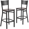 image:imageFlash Furniture HERCULES Series Black Grid Back Metal Restaurant Barstool  Cherry Wood Seat  Wood Seat Durable Construction Commercial UseWalnut Wood SeatBlack Metal Frame
