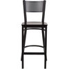 image:imageFlash Furniture HERCULES Series Black Grid Back Metal Restaurant Barstool  Cherry Wood Seat  Wood Seat Durable Construction Commercial UseWalnut Wood SeatBlack Metal Frame