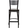 image:imageFlash Furniture HERCULES Series Black Grid Back Metal Restaurant Barstool  Cherry Wood Seat  Wood Seat Durable Construction Commercial UseWalnut Wood SeatBlack Metal Frame
