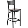 image:imageFlash Furniture HERCULES Series Black Grid Back Metal Restaurant Barstool  Cherry Wood Seat  Wood Seat Durable Construction Commercial UseWalnut Wood SeatBlack Metal Frame