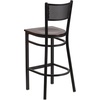 image:imageFlash Furniture HERCULES Series Black Grid Back Metal Restaurant Barstool  Cherry Wood Seat  Wood Seat Durable Construction Commercial UseWalnut Wood SeatBlack Metal Frame