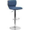image:imageFlash Furniture Jeremy Contemporary Brown Vinyl Adjustable Height Barstool with Vertical Stitch Back and Chrome BaseBlue Fabric