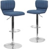 image:imageFlash Furniture Jeremy Contemporary Brown Vinyl Adjustable Height Barstool with Vertical Stitch Back and Chrome BaseBlue Fabric
