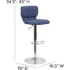 image:imageFlash Furniture Jeremy Contemporary Brown Vinyl Adjustable Height Barstool with Vertical Stitch Back and Chrome BaseBlue Fabric