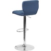 image:imageFlash Furniture Jeremy Contemporary Brown Vinyl Adjustable Height Barstool with Vertical Stitch Back and Chrome BaseBlue Fabric