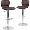image:imageFlash Furniture Jeremy Contemporary Brown Vinyl Adjustable Height Barstool with Vertical Stitch Back and Chrome BaseBrown Vinyl