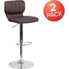 image:imageFlash Furniture Jeremy Contemporary Brown Vinyl Adjustable Height Barstool with Vertical Stitch Back and Chrome BaseBrown Vinyl