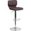 image:imageFlash Furniture Jeremy Contemporary Brown Vinyl Adjustable Height Barstool with Vertical Stitch Back and Chrome BaseBrown Vinyl