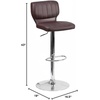 image:imageFlash Furniture Jeremy Contemporary Brown Vinyl Adjustable Height Barstool with Vertical Stitch Back and Chrome BaseBrown Vinyl