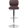 image:imageFlash Furniture Jeremy Contemporary Brown Vinyl Adjustable Height Barstool with Vertical Stitch Back and Chrome BaseBrown Vinyl