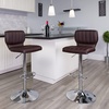 image:imageFlash Furniture Jeremy Contemporary Brown Vinyl Adjustable Height Barstool with Vertical Stitch Back and Chrome BaseBrown Vinyl