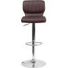 image:imageFlash Furniture Jeremy Contemporary Brown Vinyl Adjustable Height Barstool with Vertical Stitch Back and Chrome BaseBrown Vinyl