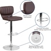 image:imageFlash Furniture Jeremy Contemporary Brown Vinyl Adjustable Height Barstool with Vertical Stitch Back and Chrome BaseBrown Vinyl