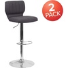 image:imageFlash Furniture Jeremy Contemporary Brown Vinyl Adjustable Height Barstool with Vertical Stitch Back and Chrome BaseCharcoal Fabric