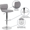 image:imageFlash Furniture Jeremy Contemporary Brown Vinyl Adjustable Height Barstool with Vertical Stitch Back and Chrome BaseGray Fabric