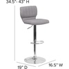 image:imageFlash Furniture Jeremy Contemporary Brown Vinyl Adjustable Height Barstool with Vertical Stitch Back and Chrome BaseGray Fabric