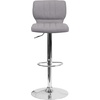 image:imageFlash Furniture Jeremy Contemporary Brown Vinyl Adjustable Height Barstool with Vertical Stitch Back and Chrome BaseGray Fabric