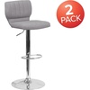 image:imageFlash Furniture Jeremy Contemporary Brown Vinyl Adjustable Height Barstool with Vertical Stitch Back and Chrome BaseGray Fabric