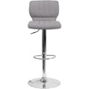 image:imageFlash Furniture Jeremy Contemporary Brown Vinyl Adjustable Height Barstool with Vertical Stitch Back and Chrome BaseGray Fabric