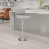 image:imageFlash Furniture Jeremy Contemporary Brown Vinyl Adjustable Height Barstool with Vertical Stitch Back and Chrome BaseGray Fabric