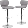 image:imageFlash Furniture Jeremy Contemporary Brown Vinyl Adjustable Height Barstool with Vertical Stitch Back and Chrome BaseGray Fabric
