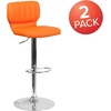 image:imageFlash Furniture Jeremy Contemporary Brown Vinyl Adjustable Height Barstool with Vertical Stitch Back and Chrome BaseOrange Vinyl