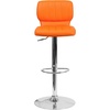 image:imageFlash Furniture Jeremy Contemporary Brown Vinyl Adjustable Height Barstool with Vertical Stitch Back and Chrome BaseOrange Vinyl