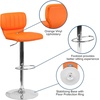 image:imageFlash Furniture Jeremy Contemporary Brown Vinyl Adjustable Height Barstool with Vertical Stitch Back and Chrome BaseOrange Vinyl