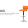 image:imageFlash Furniture Jeremy Contemporary Brown Vinyl Adjustable Height Barstool with Vertical Stitch Back and Chrome BaseOrange Vinyl