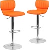 image:imageFlash Furniture Jeremy Contemporary Brown Vinyl Adjustable Height Barstool with Vertical Stitch Back and Chrome BaseOrange Vinyl